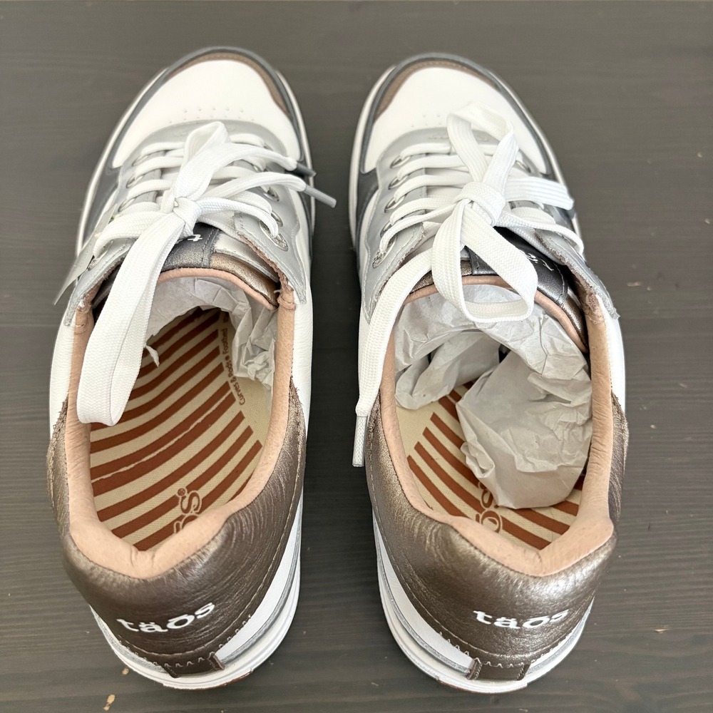 Taos Pop Soul Sneaker 10 White Metallic Multi Leather Comfort Shoes - Picture 8 of 13